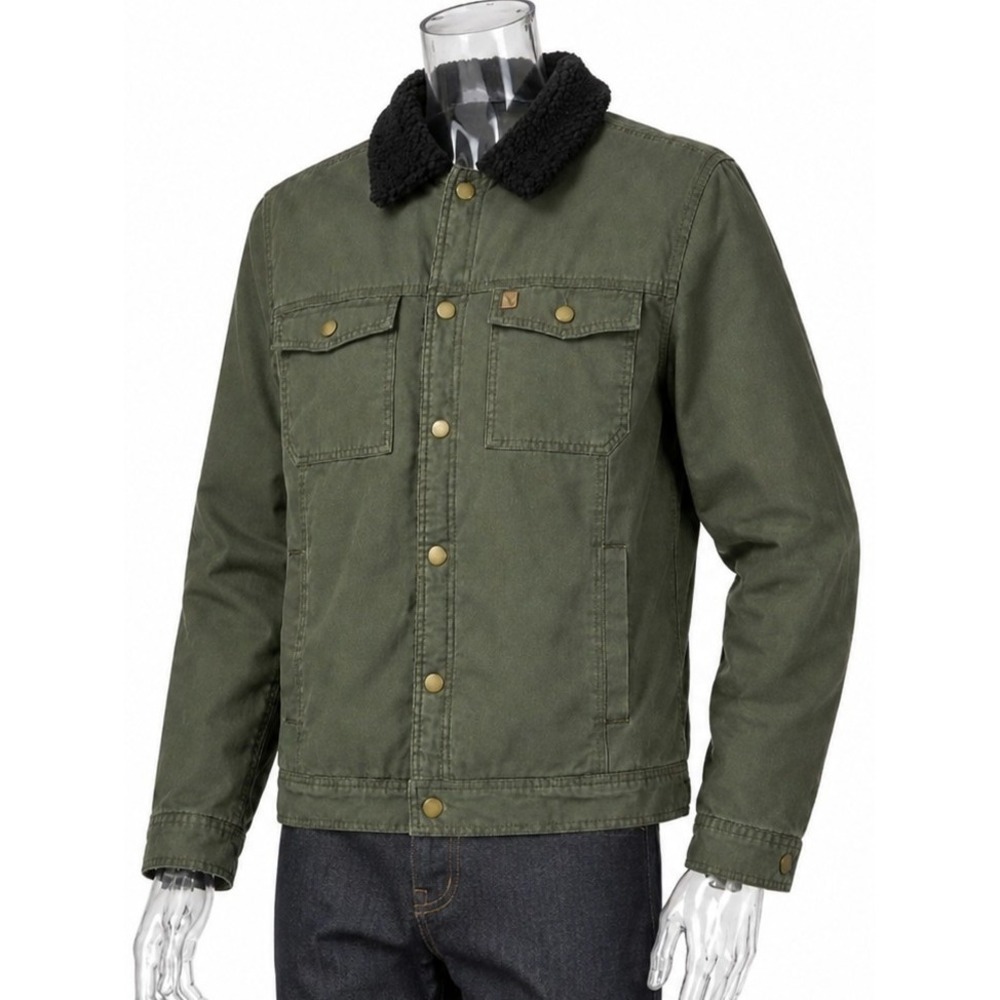 Coleman‎ Army Jacket Mens Olive Green Sherpa Collar Canvas SKUM073